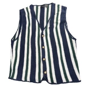 Vintage STRUCTURE Cardigan Knit Baja Sweater Vest Mens XL Multicolor Stripes